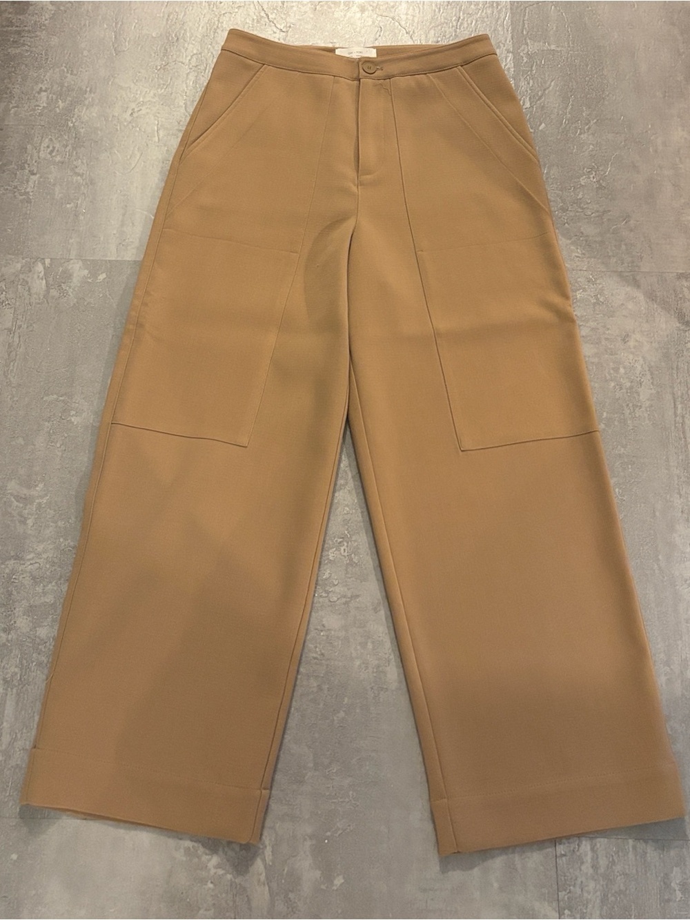 OAK + FORT Wide-Leg Cropped Pants in Camel